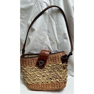 Brighton Raffia Sadie woven straw handbag with heart size #M-1292